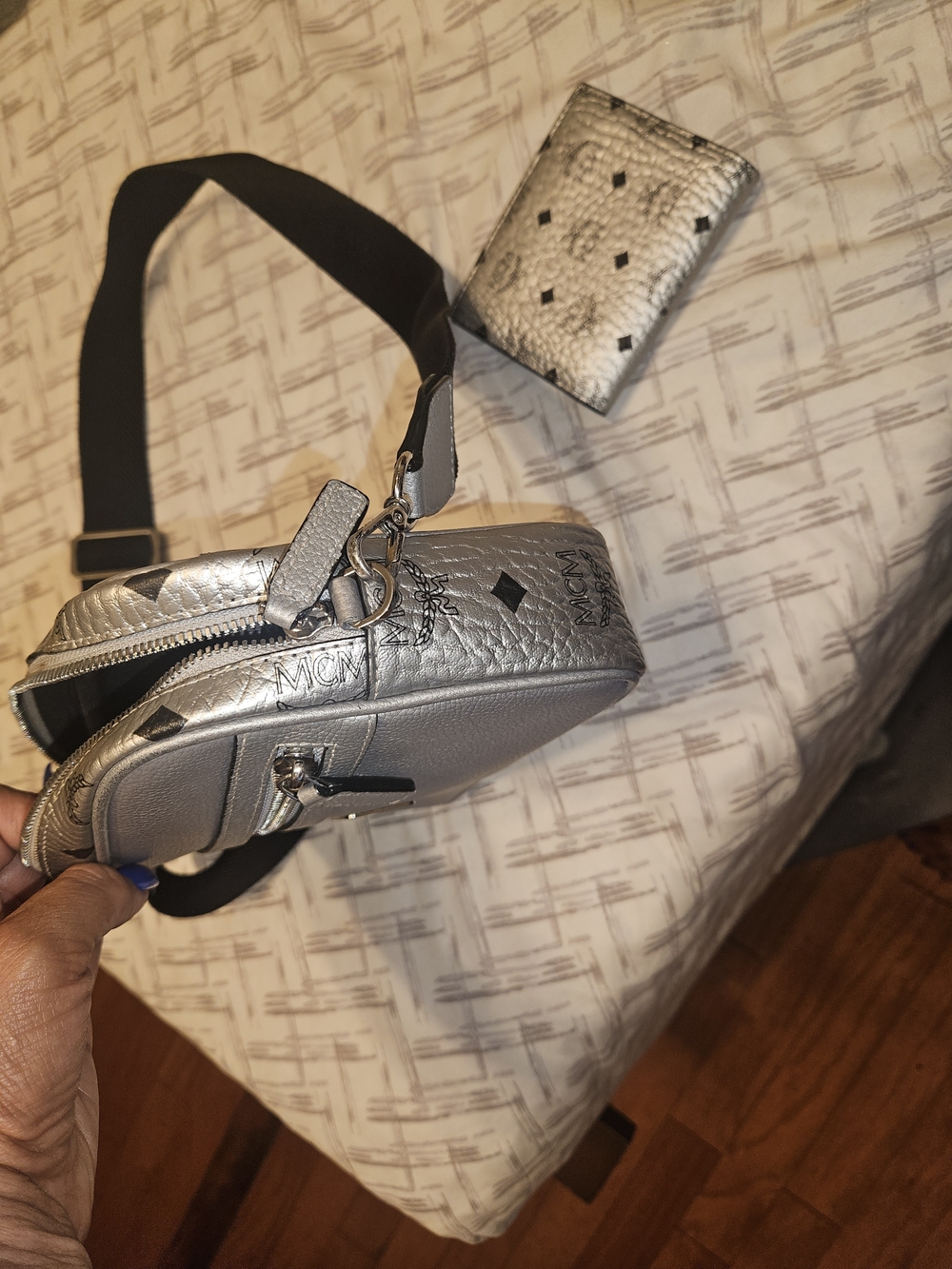 MCM Silver Metallic Crossbody Bag